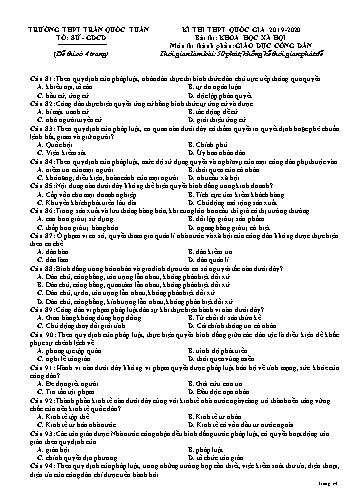 Đề thi minh họa THPT Quốc gia môn Giáo dục công dân - Năm học 2019-2020 - Trường THPT Trần Quốc Tuấn (Có đáp án)