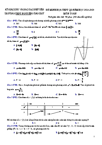 Đề thi minh họa THPT Quốc gia môn Toán - Năm học 2019-2020 - Trường THPT Nguyễn Công Trứ (Có đáp án)
