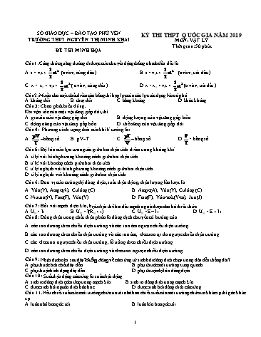 Đề thi minh họa THPT Quốc gia năm 2019 môn Vật lí - Trường THPT Nguyễn Thị Minh Khai (Có đáp án)