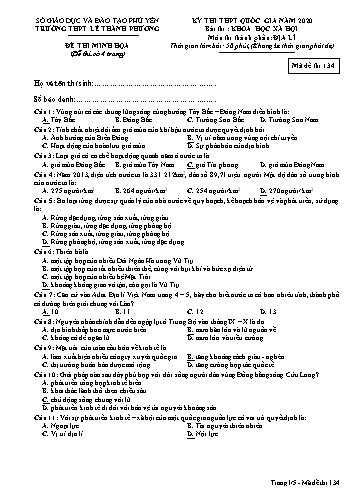 Đề thi minh họa THPT Quốc gia năm 2020 môn Địa lí - Trường THPT Lê Thành Phương (Có đáp án)