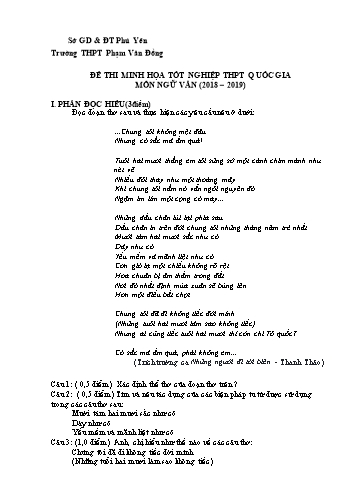 Đề thi minh họa tốt nghiệp THPT Quốc gia môn Ngữ văn - Năm học 2018-2019 - Trường THPT Phạm Văn Đồng (Có đáp án)