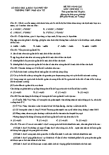 Đề thi năng lực môn Sinh học 12 - Trường THPT Ngô Gia Tự (Có đáp án)