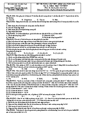 Đề thi năng lực THPT Quốc gia năm 2020 môn Sinh học - Trường THPT Nguyễn Văn Linh (Có đáp án)