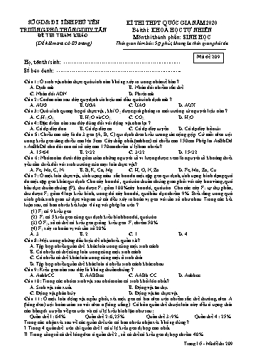 Đề thi tham khảo THPT Quốc gia năm 2020 môn Sinh học - Trường Phổ thông Duy Tân (Có đáp án)