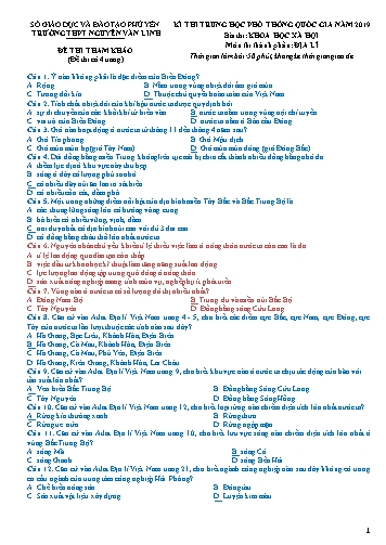 Đề thi tham khảo Trung học Phổ thông Quốc gia năm 2019 môn Địa lí - Trường THPT Nguyễn Văn Linh