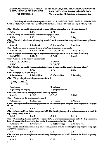 Đề thi tham khảo Trung học Phổ thông Quốc gia năm 2020 môn Hóa học - Trường THPT Nguyễn Thái Bình (Có đáp án)