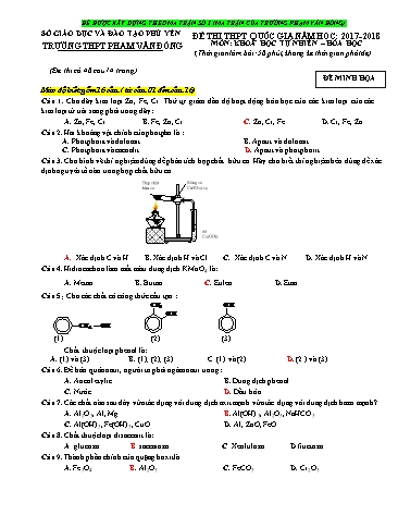 Đề thi THPT Quốc gia môn Hóa học - Năm học 2017- 2018 - Trường THPT Phạm Văn Đồng (Có đáp án)