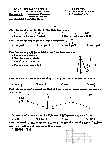 Đề thi thử kỳ thi THPT Quốc gia 2018 môn Toán - Trường THPT Phan Chu Trinh (Có đáp án)