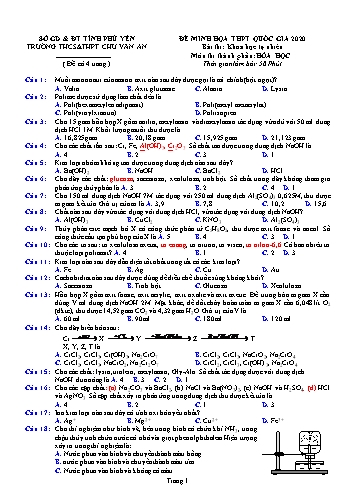 Đề thi thử THPT Quốc gia 2020 môn Hóa học - Trường THCS&THPT Chu Văn An (Có đáp án)