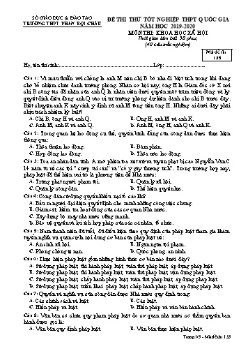 Đề thi thử THPT Quốc gia môn Giáo dục công dân - Năm học 2019-2020 - Trường THPT Phan Bội Châu (Có đáp án)