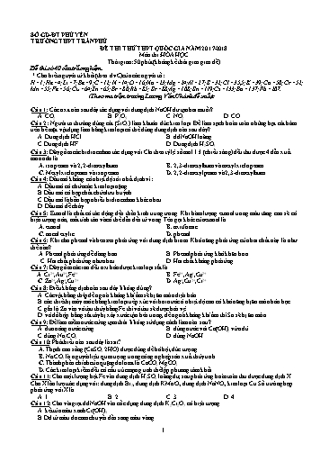 Đề thi thử THPT Quốc gia môn Hóa học - Năm học 2017-2018 - Trường THPT Trần Phú (Có đáp án)