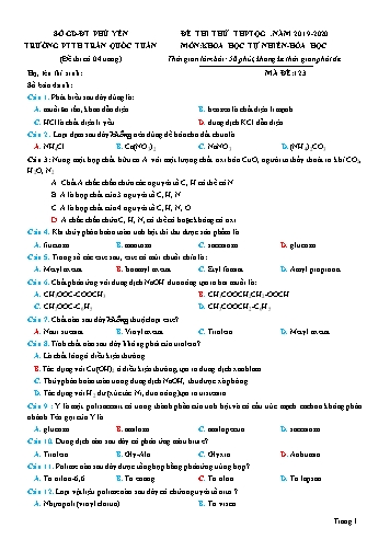 Đề thi thử THPT Quốc gia môn Hóa học - Năm học 2019-2020 - Trường PTTH Trần Quốc Tuấn (Có đáp án)