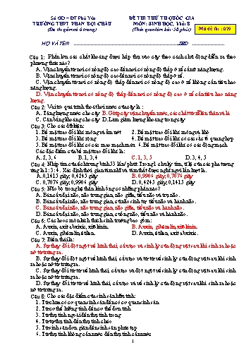 Đề thi thử THPT Quốc gia môn Sinh học - Năm học 2018-2019 - Trường THPT Phan Bội Châu (Có đáp án)