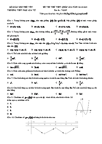 Đề thi thử THPT Quốc gia môn Toán - Năm học 2018-2019 - Trường THPT Ngô Gia Tự (Có đáp án)