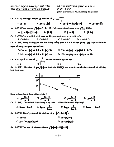 Đề thi thử THPT Quốc gia năm 2018 môn Toán - Trường THCS & THPT Võ Thị Sáu (Có đáp án)
