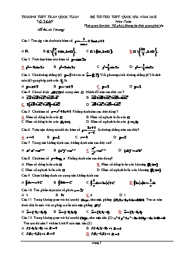 Đề thi thử THPT Quốc gia năm 2018 môn Toán - Trường THPT Trần Quốc Tuấn (Có đáp án)
