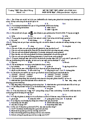 Đề thi thử THPT Quốc gia năm 2019 môn Sinh học - Trường THPT Phan Đình Phùng (Có đáp án)