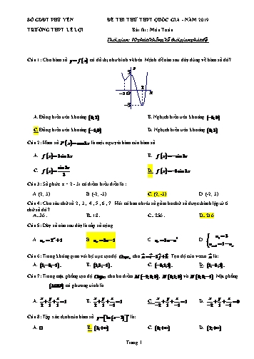 Đề thi thử THPT Quốc gia năm 2019 môn Toán - Trường THPT Lê Lợi (Có đáp án)