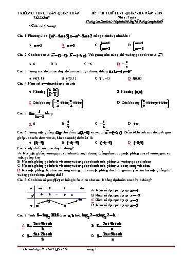 Đề thi thử THPT Quốc gia năm 2019 môn Toán - Trường THPT Trần Quốc Tuấn (Có đáp án)