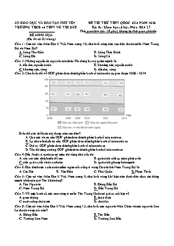 Đề thi thử THPT Quốc gia năm 2020 môn Địa lí - Trường THCS và THPT Võ Thị Sáu (Có đáp án)