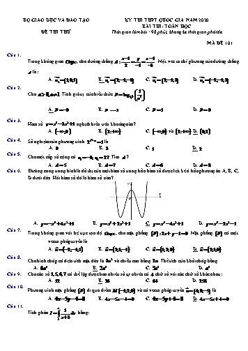 Đề thi thử THPT Quốc gia năm 2020 môn Toán - Trường THPT Nguyễn Du (Có đáp án)