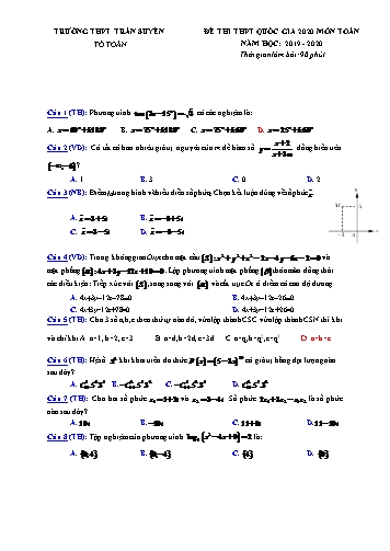 Đề thi thử THPT Quốc gia năm 2020 môn Toán - Trường THPT Trần Suyền (Có đáp án)