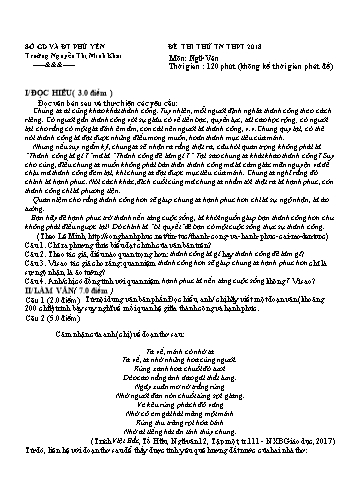 Đề thi thử tốt nghiệp THPT 2018 môn Ngữ văn - Trường THPT Nguyễn Thị Minh Khai (Có đáp án)