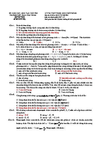 Đề thi thử Trung học Phổ thông Quốc gia môn Vật lý - Trường THPT Phan Chu Trinh (Có đáp án)