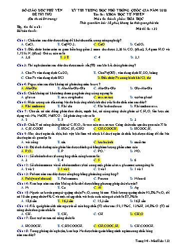 Đề thi thử Trung học Phổ thông Quốc gia năm 2020 môn Hóa học - Trường THPT Nguyễn Văn Linh (Có đáp án)