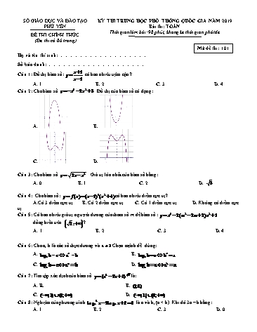 Đề thi Trung học Phổ thông Quốc gia năm 2019 môn Toán (Có đáp án)