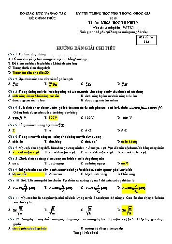 Đề thi Trung học Phổ thông Quốc gia năm 2019 môn Vật lí - Mã đề 223 (Có đáp án)