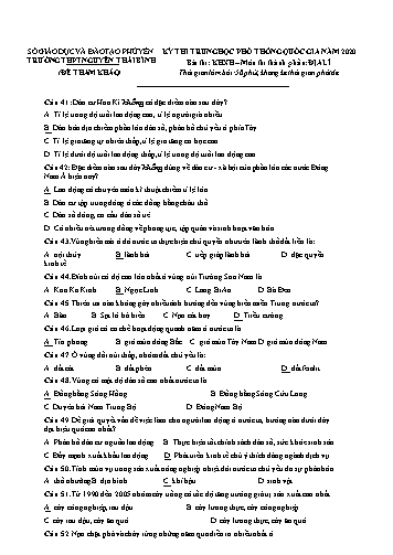 Đề thi Trung học Phổ thông Quốc gia năm 2020 môn Địa lí - Trường THPT Nguyễn Thái Bình (Có đáp án)