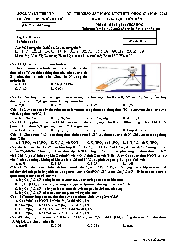 Ðề thi khảo sát năng lực tốt nghiệp THPT Quốc gia năm 2018 môn Hóa học - Trường THPT Ngô Gia Tự - Mã đề thi 203 (Có đáp án)