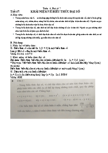 Giáo án Đại số 7 - Tuần 4, Tiết 47+48