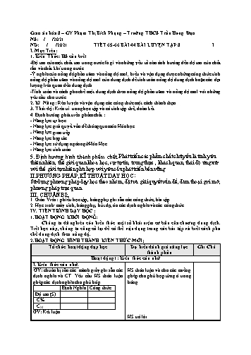 Giáo án Hóa học Lớp 8 - Tiết 65+66, Bài 44: Bài luyện tập 8 - Phạm Thị Bích Phụng