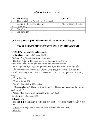 Giáo án Ngữ văn Lớp 8 - Tuần 22 - Trường THCS Hùng Vương