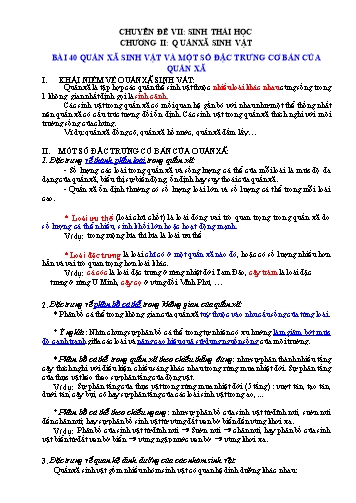 Giáo án Sinh học Lớp 12 - Chuyên đề VII: Sinh thái học - Chương II: Quần xã sinh vật - Bài 40: Quần xã sinh vật và một số đặc trưng cơ bản của quần xã