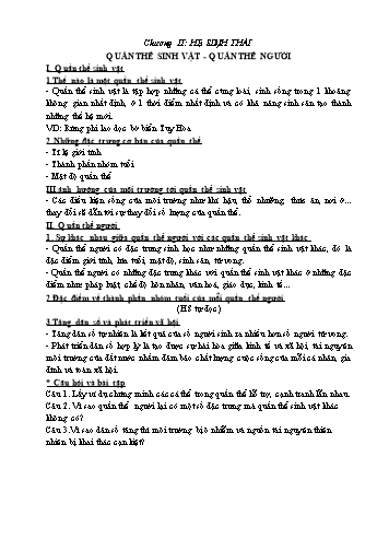 Giáo án Sinh học Lớp  9 - Chương II: Hệ sinh thái