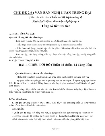 Giáo án theo chủ đề môn Ngữ văn Lớp 8 - Chủ đề 2, 6: Văn bản nghị luận trung đại