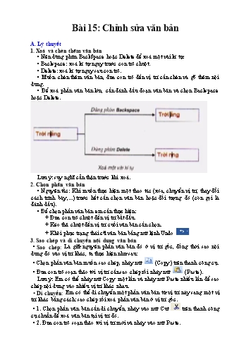 Giáo án Tin học Lớp 6 - Bài 15: Chỉnh sửa văn bản