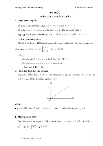 Giáo án Toán Lớp 12 - Chuyên đề: Số phức - Năm học 2019-2020