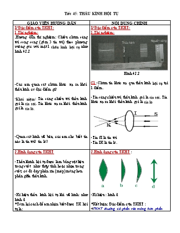 Giáo án Vật lý 9 - Tiết 45: Thấu kính hội tụ