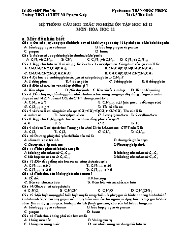 Hệ thống câu hỏi trắc nghiệm ôn tập học kì II môn Hóa học 11 - Trường THCS và THPT Võ Nguyên Giáp (Có đáp án)