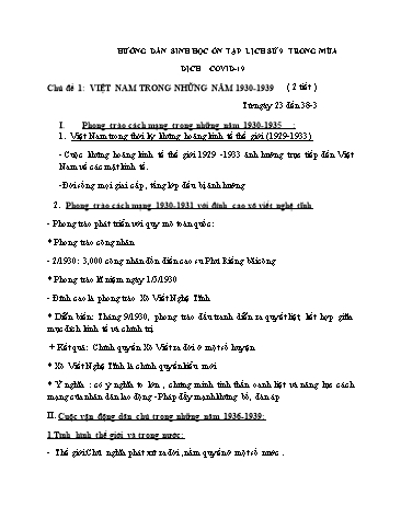 Hướng dẫn sinh học ôn tập Lịch sử 9