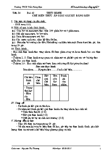 Kế hoạch bài dạy Công nghệ 7 - Năm học 2020-2021 - Nguyễn Thị Thương