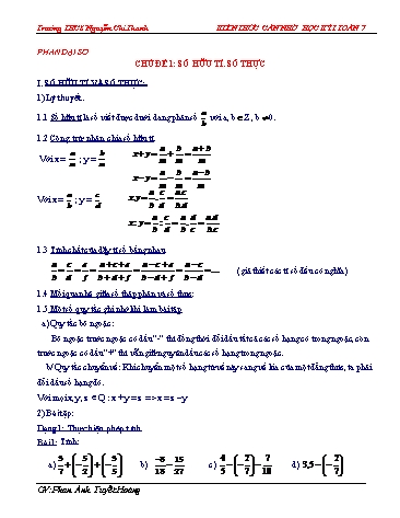 Kiến thức cần nhớ học kỳ I Toán 7 - Chủ đề 1: Số hữu tỉ. Số thực - Phan Ánh Tuyết Hoàng