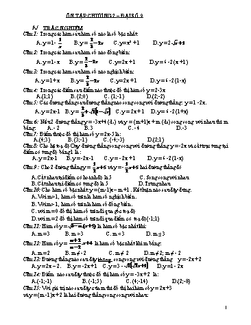 Ôn tập chương 2 Đại số Lớp 9