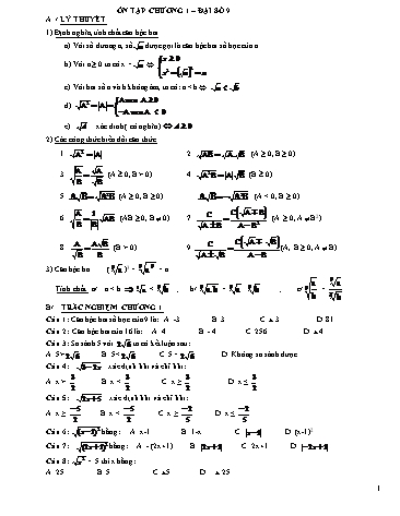 Ôn tập Đại số 9 - Chương 1