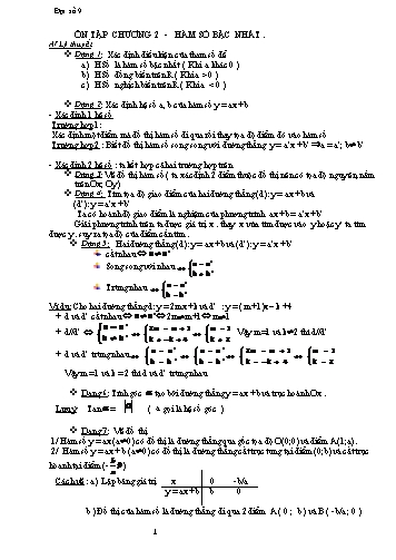 Ôn tập Đại số 9 - Chương 2: Hàm số bậc nhất