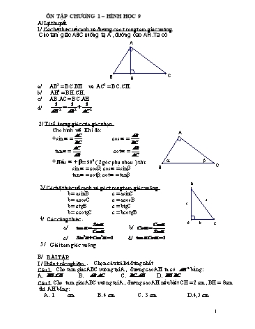Ôn tập Hình học 9 - Chương 1